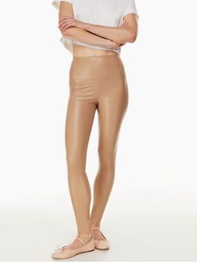 Aritzia Wilfred Free XS Gold Camel Faux Leather Pants Leggings